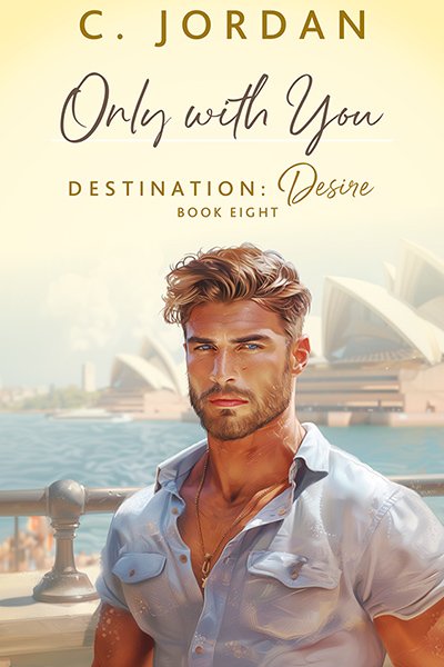 Only With You cover - a man with blond hair and an open white button up shirt in front of a blurred cityscape of Sydney
